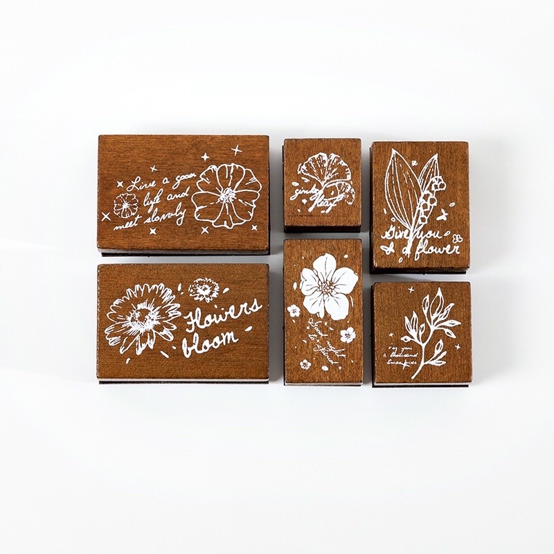 

ECER wooden stamp rubber vintage flower / stempel kayu for scrapbook journal journaling bujo