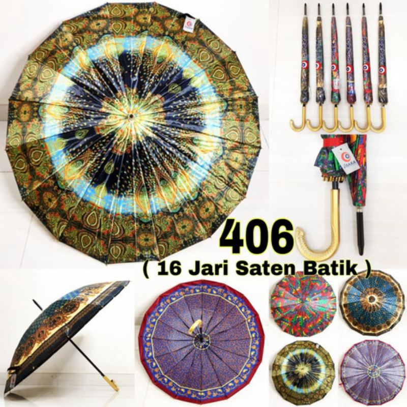 Payung Tanggung 16 Jari Satin Motif Batik