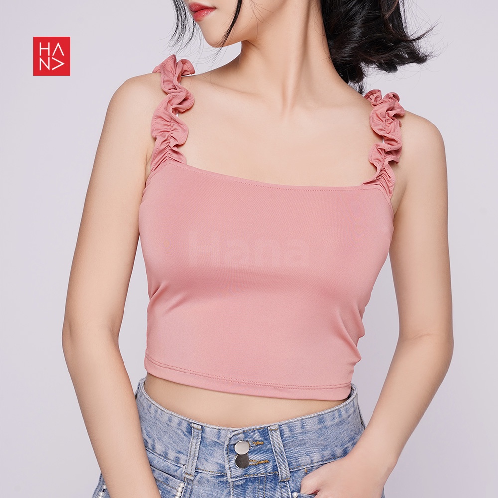 HanaFashion JKT - Talita Ruffle Tank Top Crop top Polos Wanita - TT056