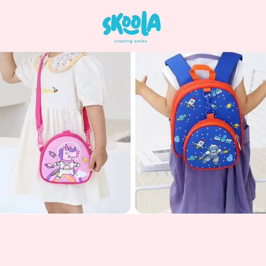 Skoola Tas Anak Laki Laki PAUD Ransel Selempang 2 in 1 Astronot - Ooni