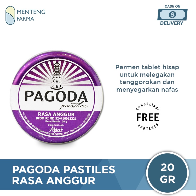 Pagoda Pastiles Rasa Anggur 20 Gram - Permen Pelega Tenggorokan