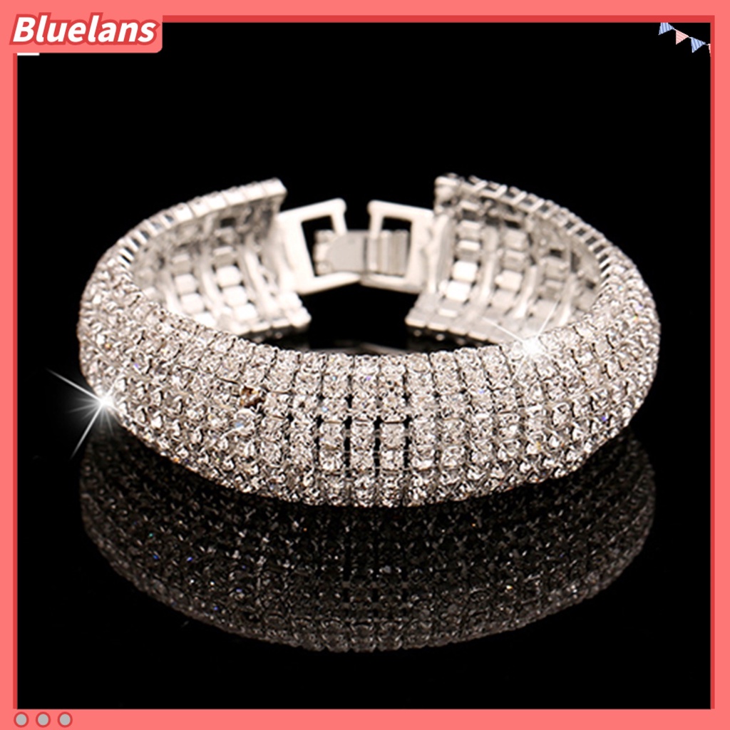 Bluelans Women Roman Style Rhinestone Wide Bangle Bracelet Jewelry Gift Party Banquet