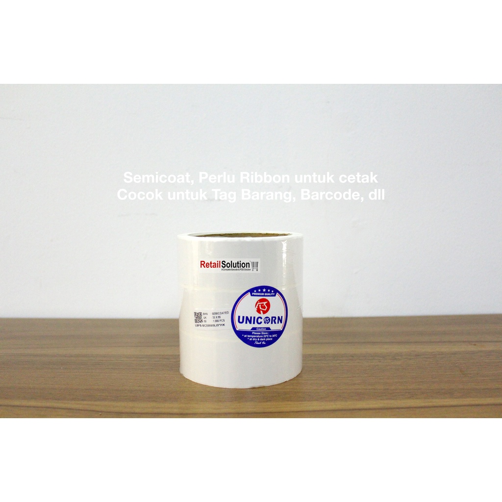 Stiker Label Barcode Semicoat 33x55 mm / 33x55mm / 33 x 55 mm