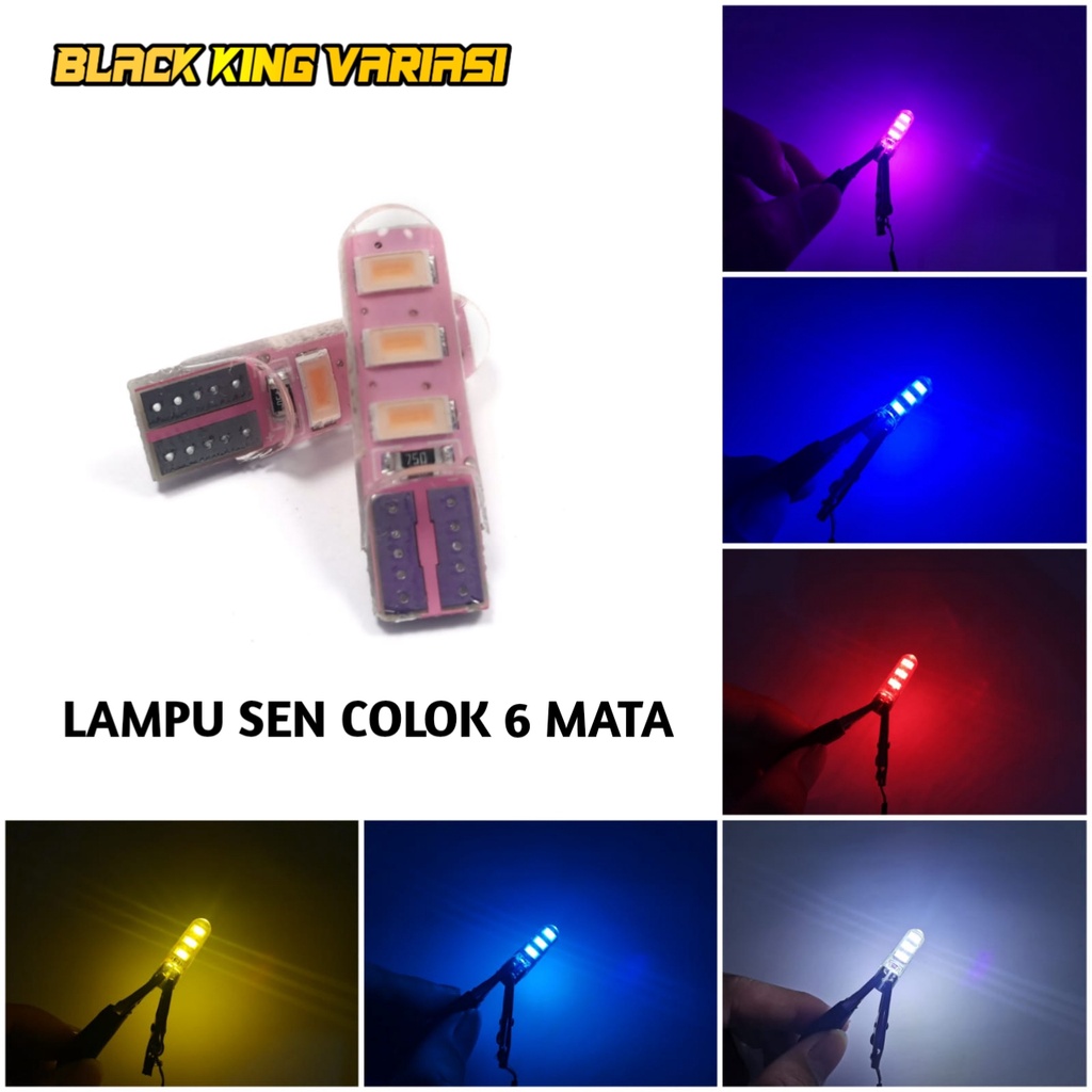 Lampu Sen Jelly 6 Mata Crystal Gel Led Lampu Sein Senja Mundur Lampu Kota T10 Jelly 6 Titik Led