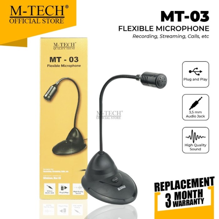 M-Tech Original Mic Microphone MT-03 Stand Jack 3.5mm