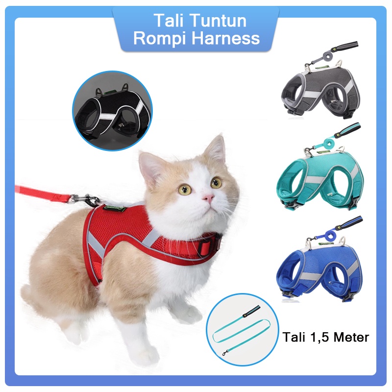Tali Tuntun Rompi Harness Kucing Harness Baju Kucing Kitten Anjing Murah Cat Dog Leash Harnes Tali Tuntun Kalung Kucing Kelinci Musang Monyet Cat Harness