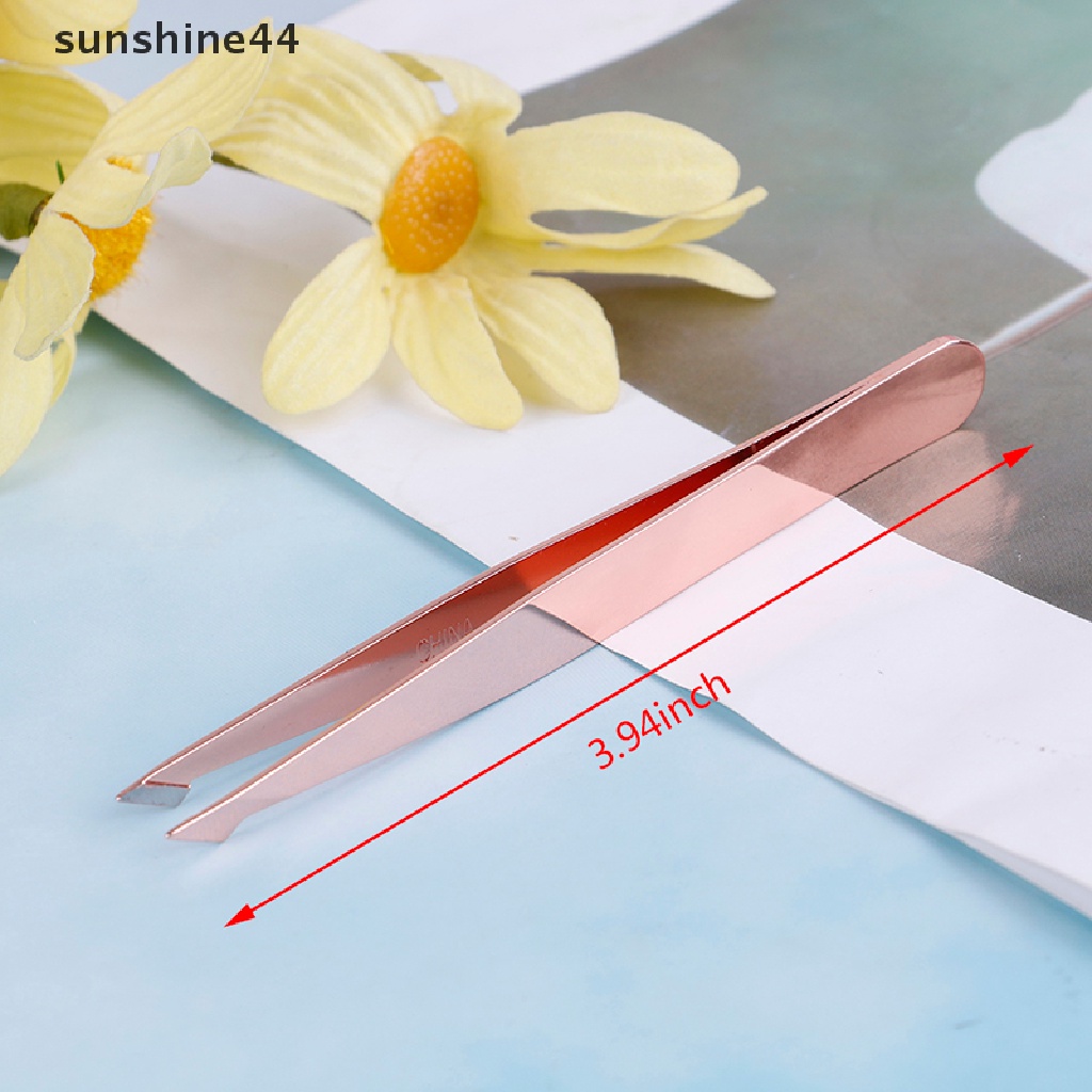 Sunshine Pinset Stainless Steel Ujung Miring Untuk Merapikan Alis