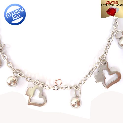 Lovelybutik - Gelang Tangan Titanium Anti Karat Gelang Sofi4 Anti Luntur Model Gandulan Love New