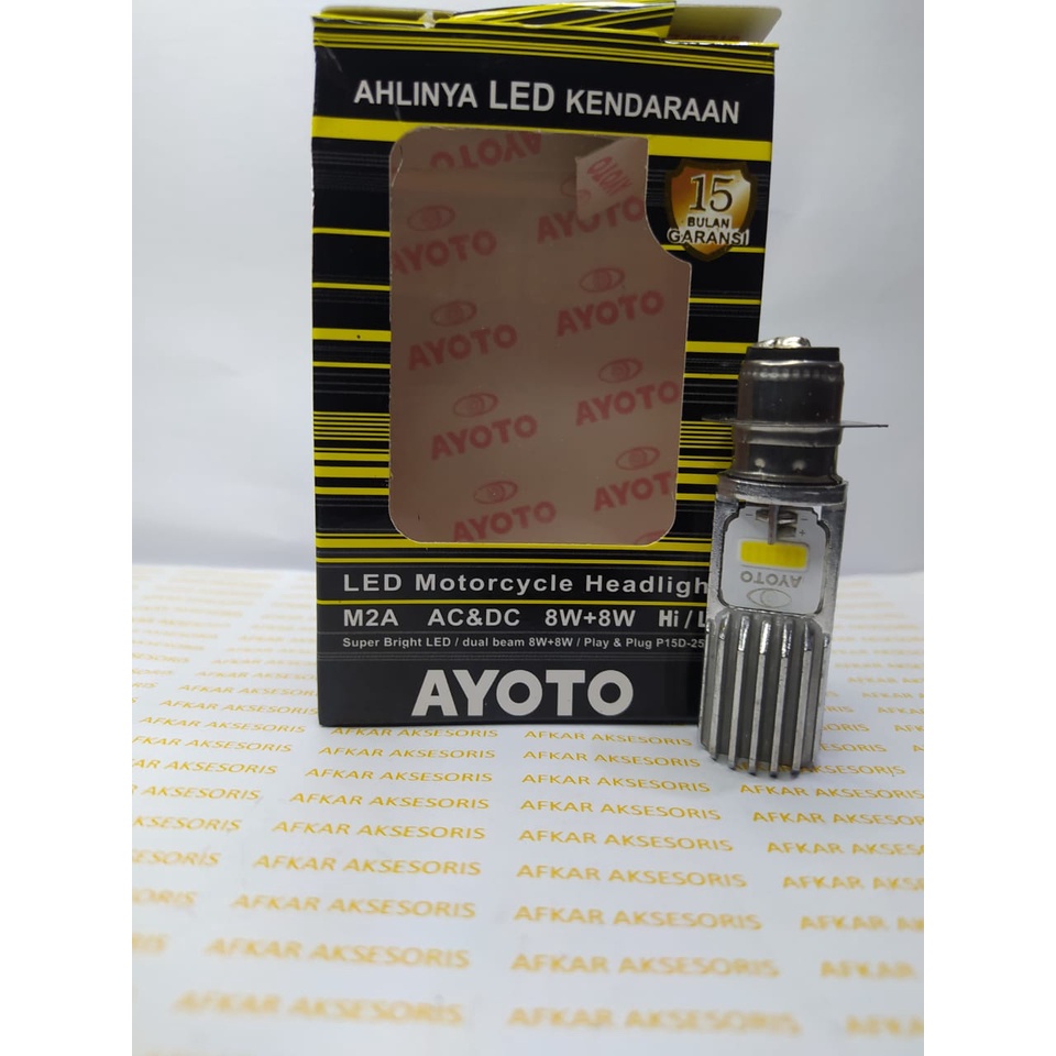 Lampu LED Motor H6 Hi-Lo 8W+8W AC DC AYOTO M2A BEBEK DAN MATIC - Putih