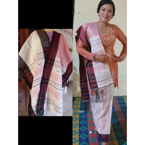 SEMI TUMTUMAN SILVER MERAH SONGKET TARUTUNG SETELAN ROK SELENDANG tenunan tangan tarutung sarung tar
