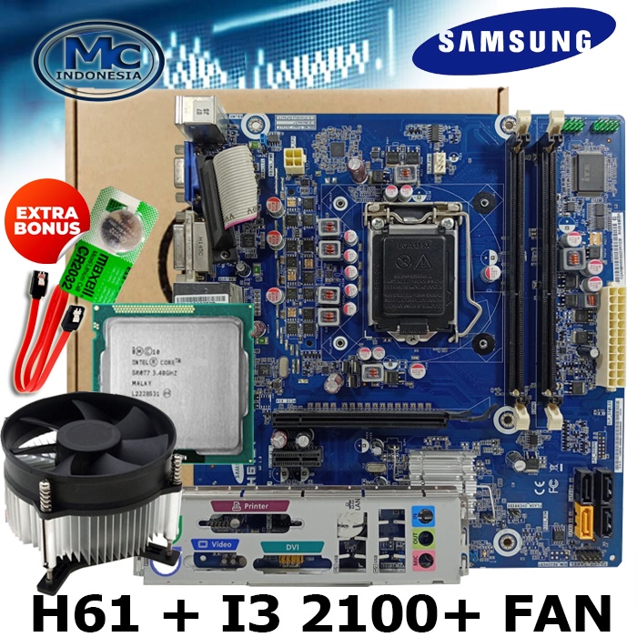 Motherboard 1155 H61+ Processor Intel i3 2100
