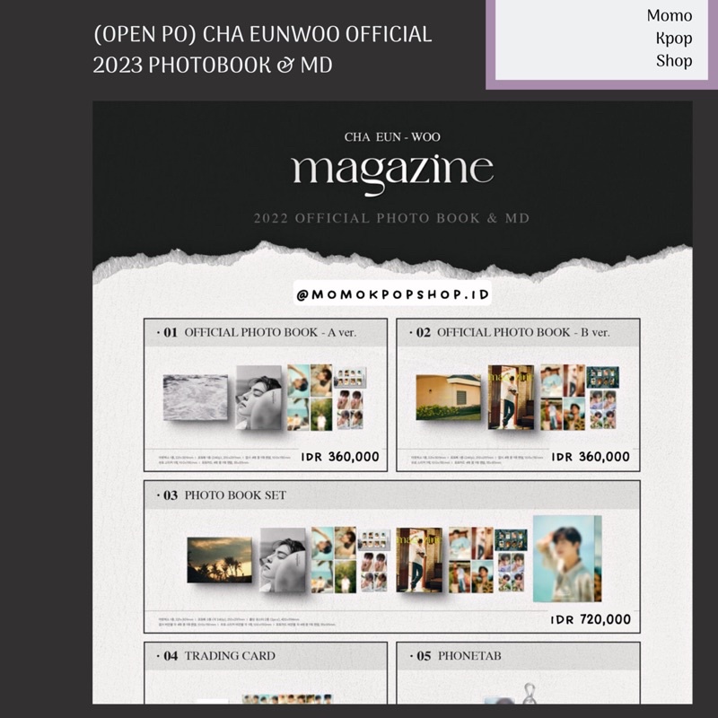 ASTRO CHA EUNWOO Official 2023 Magazine Photobook & MD