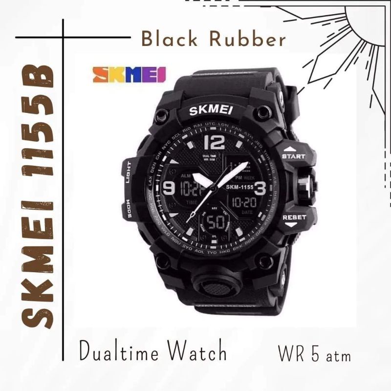 JAM TANGAN PRIA SKMEI 1155B ORIGINAL BLACK