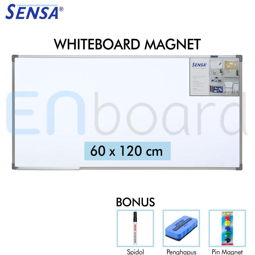 

PRODUK- PAPAN TULIS WHITEBOARD / WHITE BOARD GANTUNG MAGNET SINGLE FACE SENSA 60 X 120 CM .