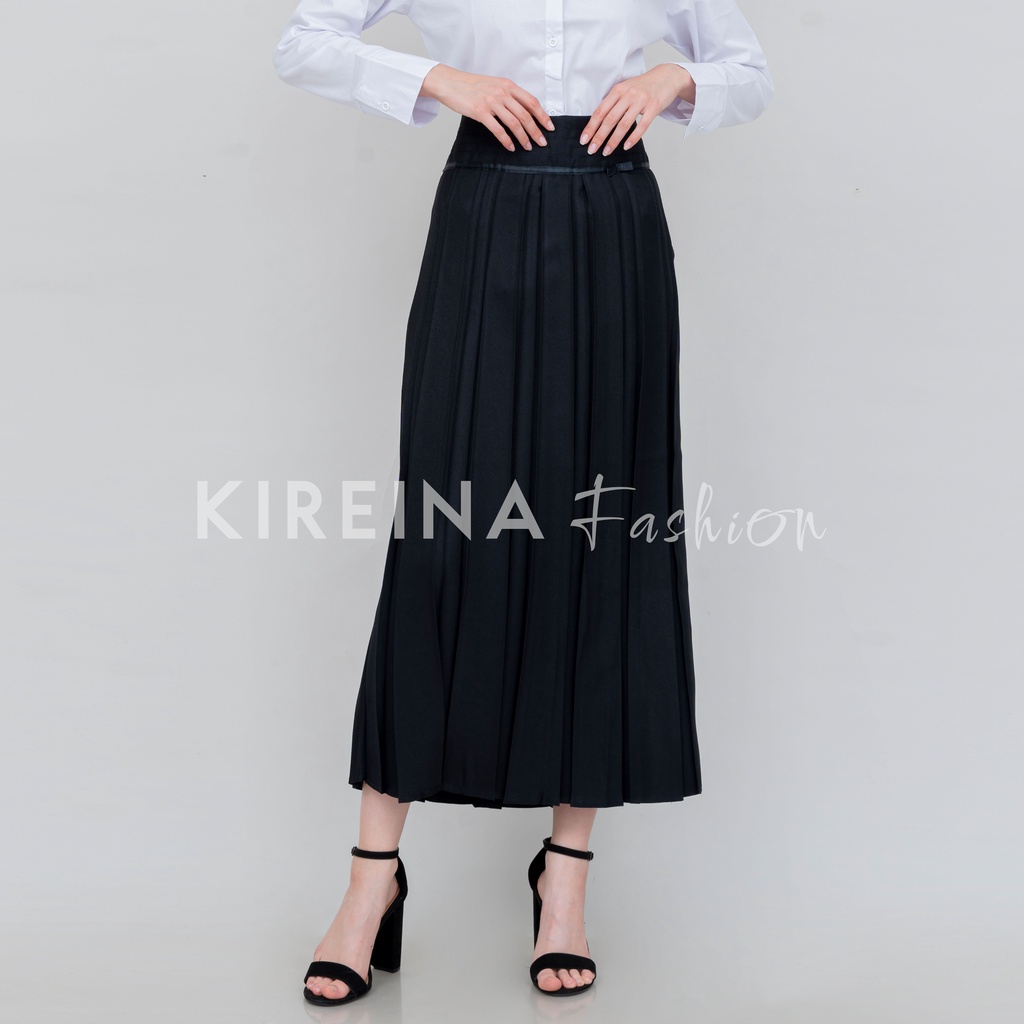 Rok Kantor Plisket Wanita Rok Plisket Kantor Rok Panjang Wanita Rok Kerja Wanita Panjang Bahan Gabardin Semi Wol | Kireina Fashion