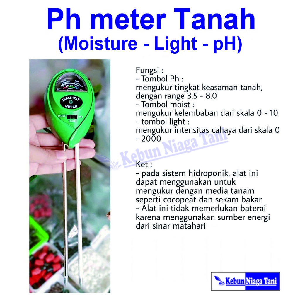 Ph meter Tanah (Moisture, Light, Ph) soil tanah meter