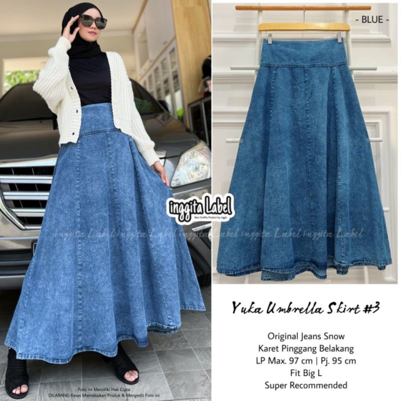 YUKA UMBRELLA SKIRT #3 BY INGGITA LABEL / ROK JEANS WANITA MUSLIMAH / Rok jeans snow wanita
