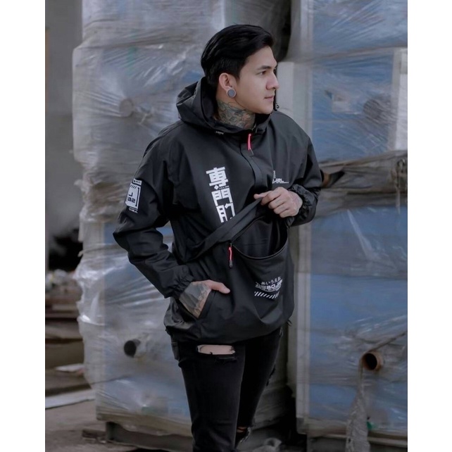 The Bojiel - Jaket Cougle Pria Jaket Parasut Jaket Outdoor Jaket Distro 082 Hitam