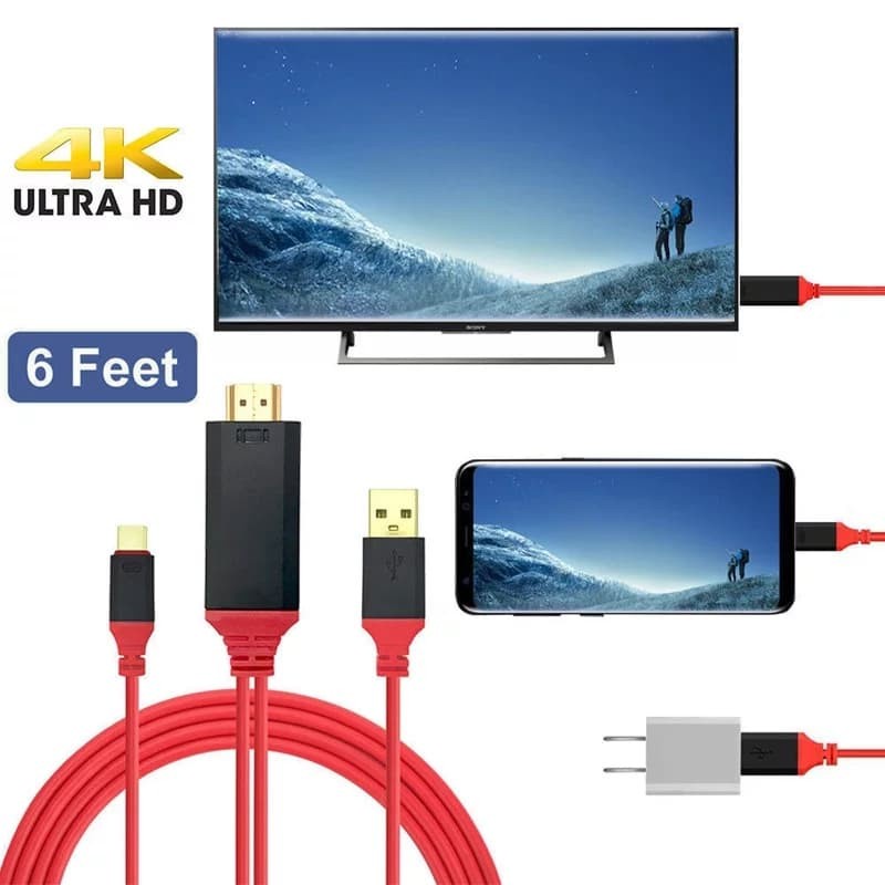 Jual Kabel Type C To Hdmi Meter With Usb Charge Hp To Tv