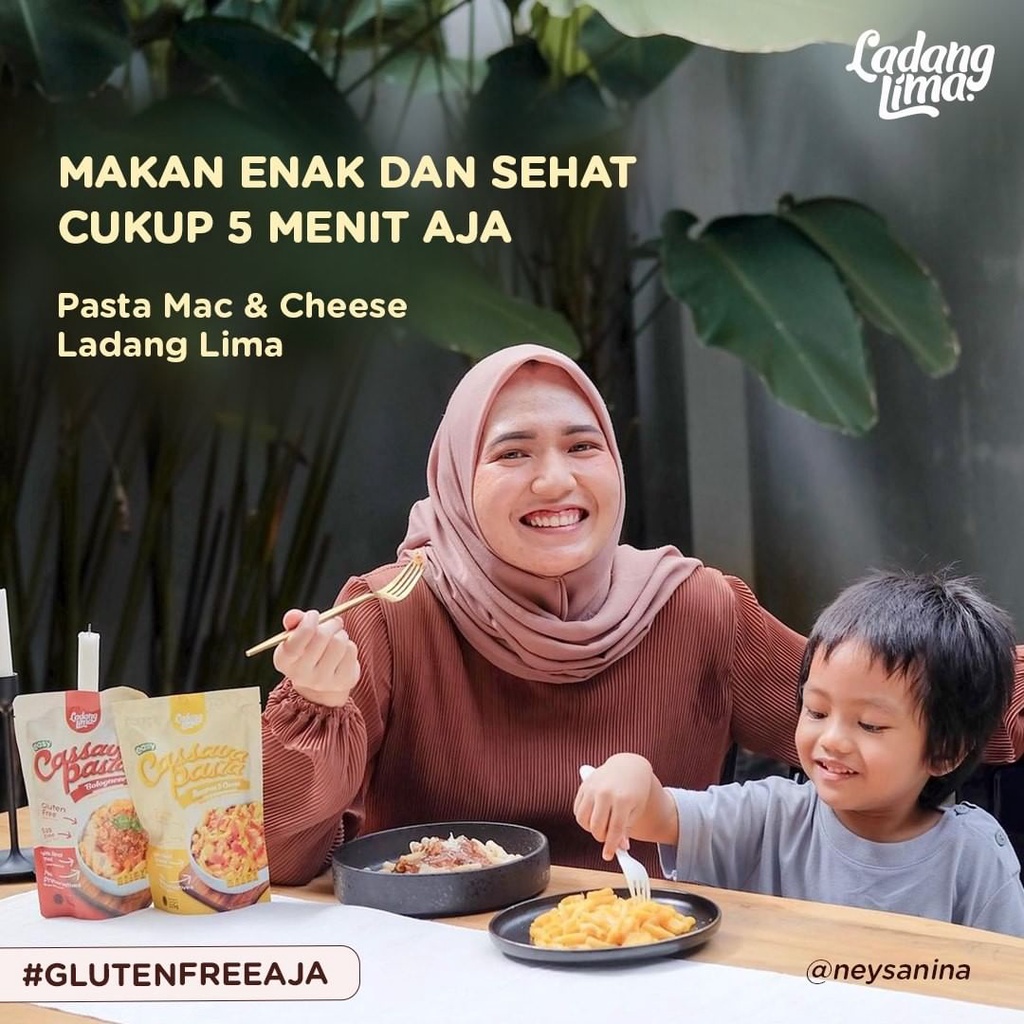 Cassava Pasta Mac and Cheese Gluten Free &amp; Egg Free - Instant Makaroni dengan Bumbu Keju Ladang Lima Kemasan 115gr