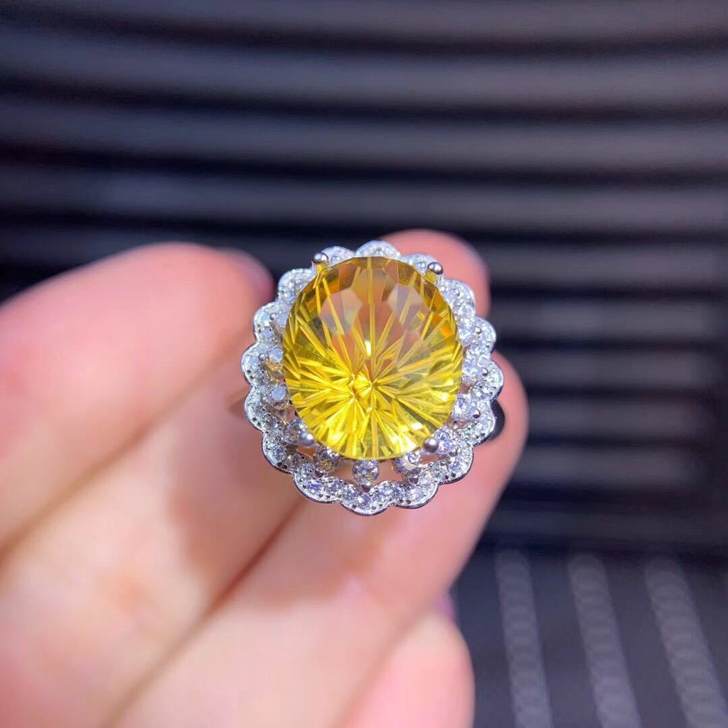 Goldkingdom Perhiasan Fashion 24K Bangkok Aksesoris Ready Stock Gaya Meledak Adjustable Topaz Berbentuk Telur Mikro Hias Zirkon Pt950 Platinum Cincin Untuk Wanita