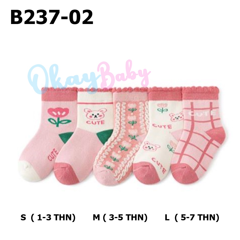 Okaybaby B237 Kaos Kaki Import Anak Perempuan Motif Terbaru Karakte Lucu 1-7 Tahun