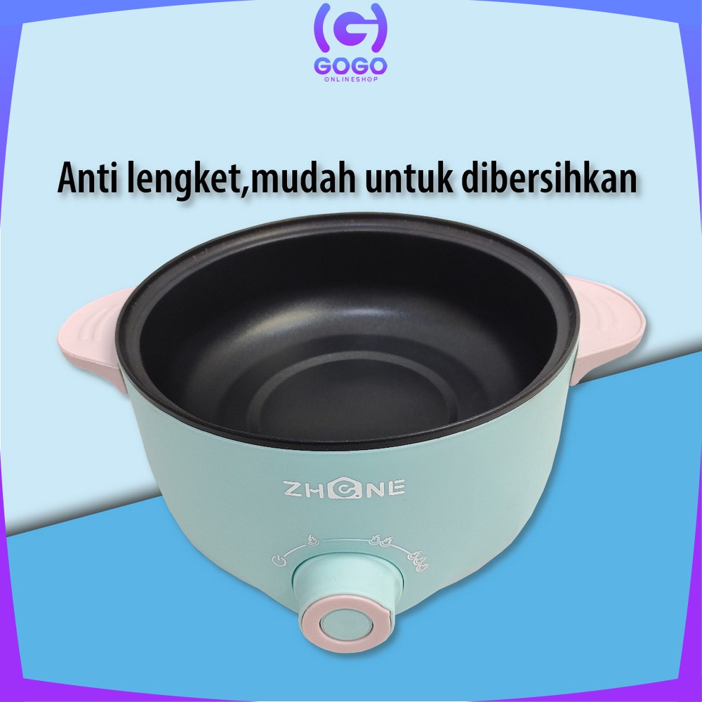 GOGO-C521 Panci Listrik Electric Kukusan Serbaguna Cooker Tingkat Multifungsi Lapisan Keramik Panci Anti Lengket