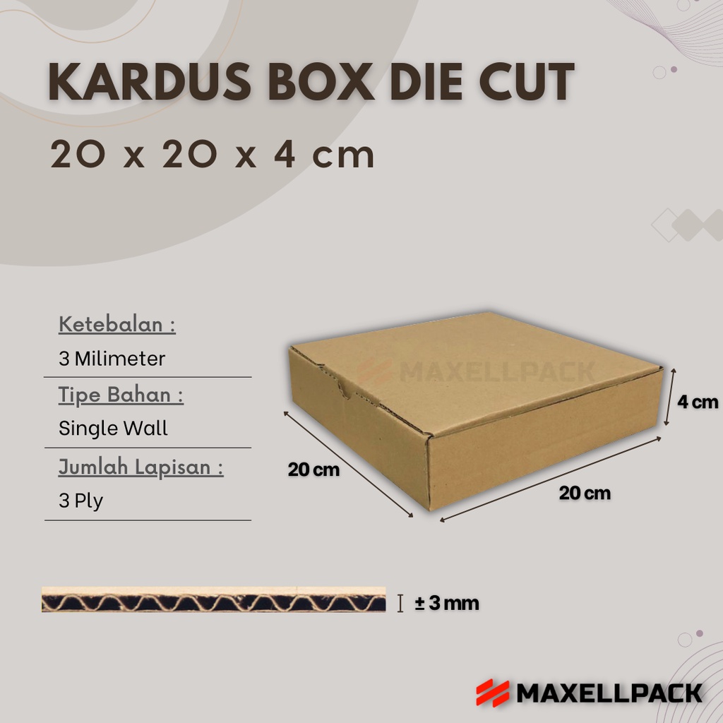 

Kardus Box Die Cut 20x20x4 CM Kotak Karton Dus Pizza Polos