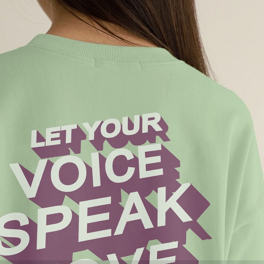 Sweater Wanita Voice Speak Love - Sweatshirt Oversize  - Crewneck Oblong - Atasan Wanita - Bahan Fleece - Allsize