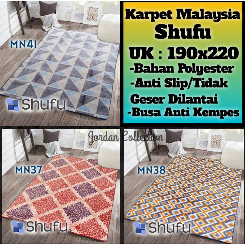 KARPET MALAYSIA SHUFU 190x220-Karpet Anti Slip/karpet SHUFU Polyester