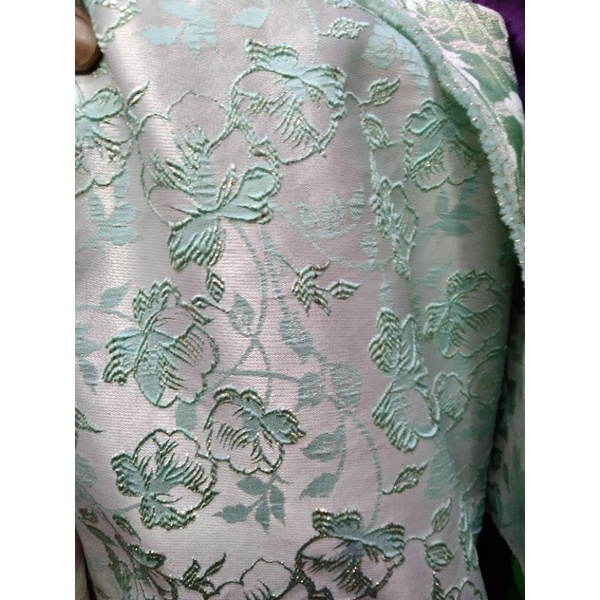 kain Lame embos Bali premium / Bahan songket Lame embos motif bali per satu meter