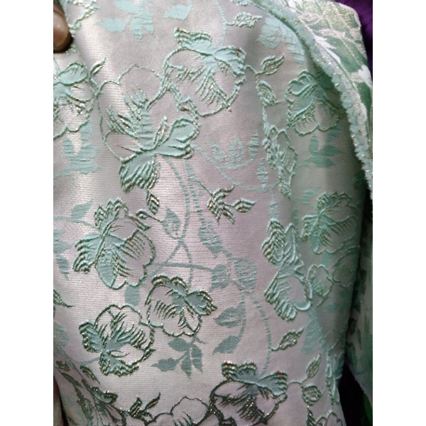 kain jacquard Lame embos premium / Bahan jaguar Lame embos dres Akad weding - motif bunga