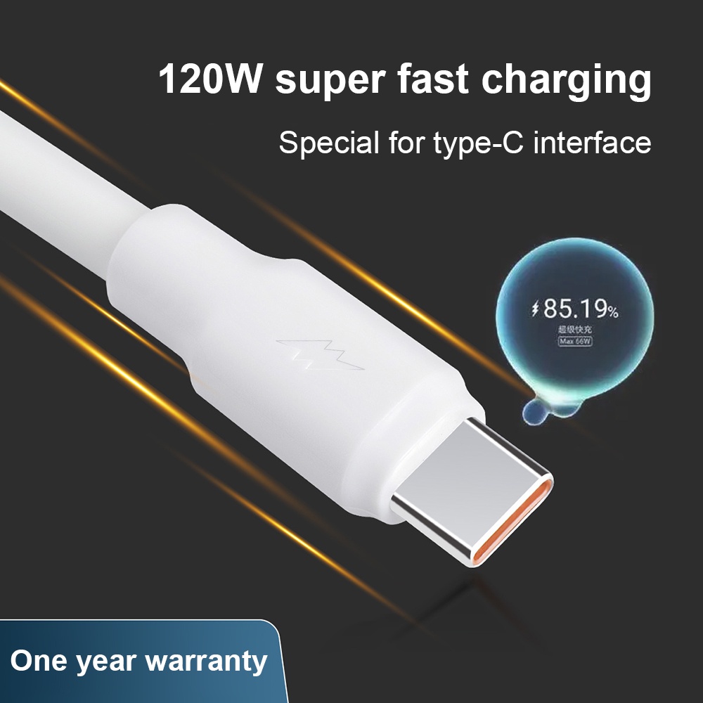 Kabel Data / Charger USB Tipe C Fast Charging 120W 6A Untuk Android