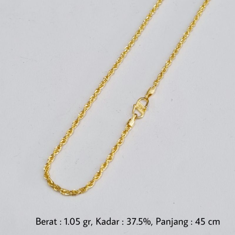 1.1 gr - Kalung Emas Korea Tambang 45 cm Kadar 375 (8K)