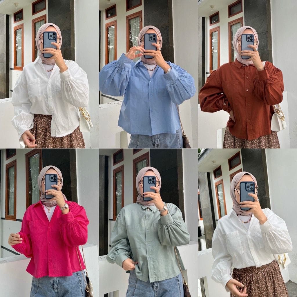 BEFAST - ZEC OOTD Blouse Crincle DELION / Ruvin Crincle Oversize Crop Shirt / Hem Polos Formal / Outfit Wanita Hijab / Kemeja Lengan Panjang Terlaris / Hem Termura / Pakaian Kekinian Remaja ABG / Kemeja Crop Wanita Keluaran terbaru / Fashion Casual Wanita