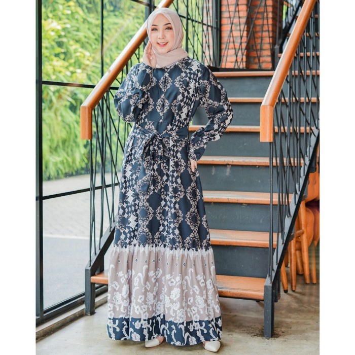 GAMIS Baju gamis wanita terbaru modern luna maxi dress motif maxmara lux - Hitam terbaru arab termur