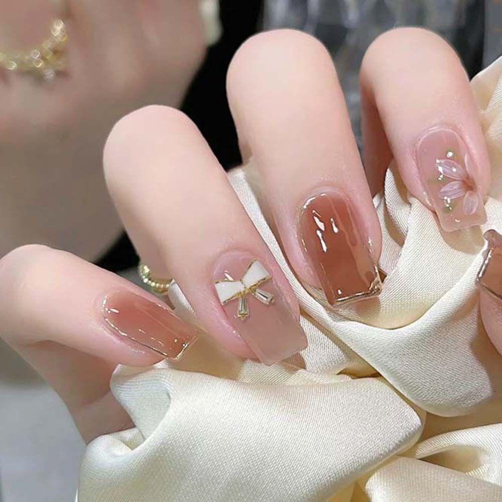 AUGUSTINA Agustina Nail Art Rhinestones Wanita Ikatan Simpul Manikur Aksesoris Fashion 3D Perhiasan Kuku