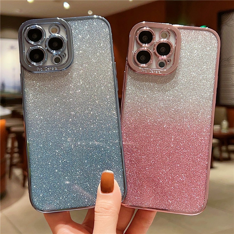 Soft case glitter Warna Gradasi Untuk 14 13 12 11Promax xsmax xr x / xs 7 / 8plus