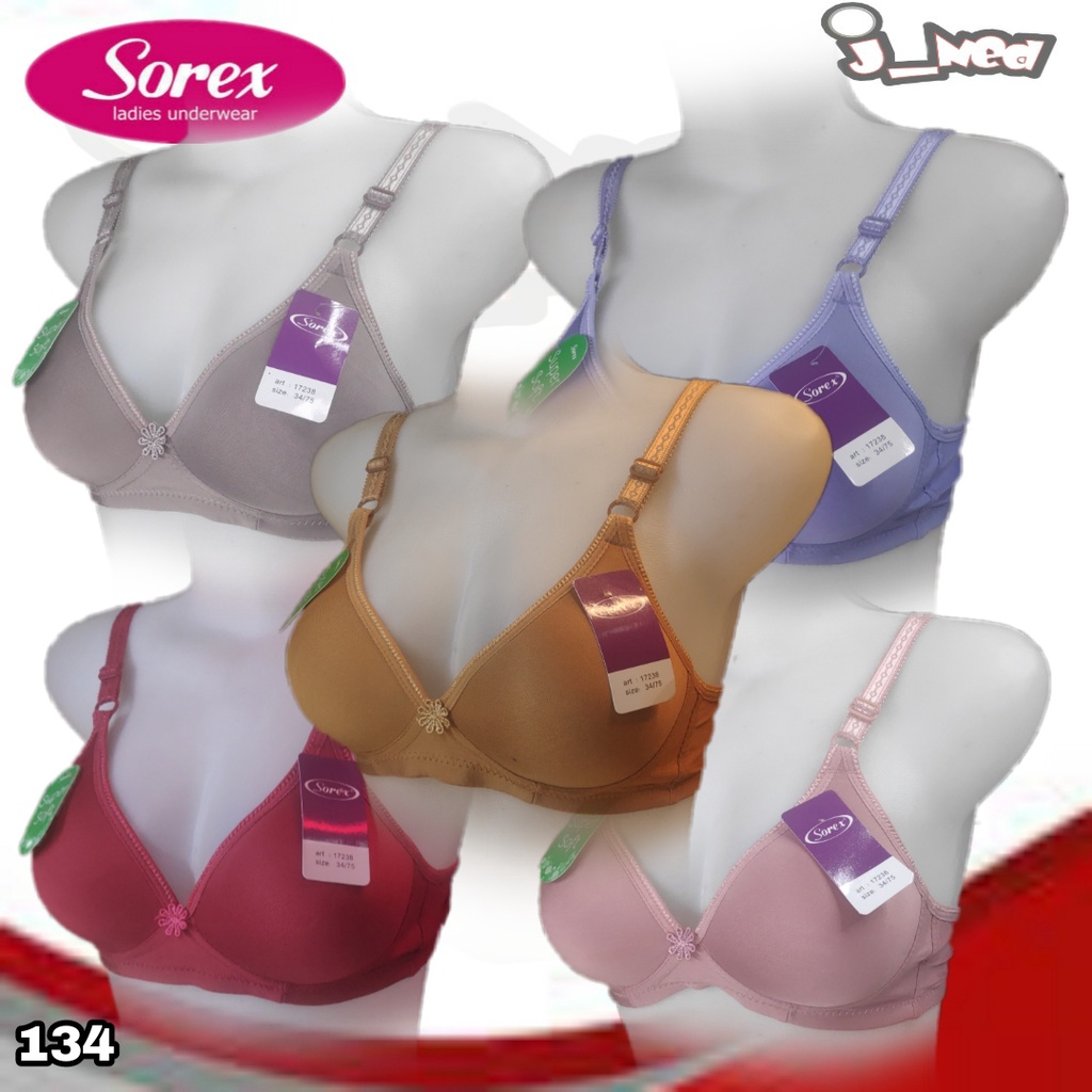 J134 BRA WANITA SOREX  BUSA TANPA KAWAT CUP A/B  SIZE 34 - 40