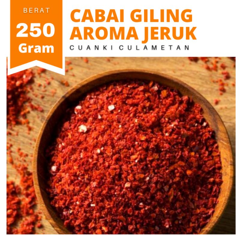 

Cabai kering bubuk aroma jeruk kualitas super 250 gram