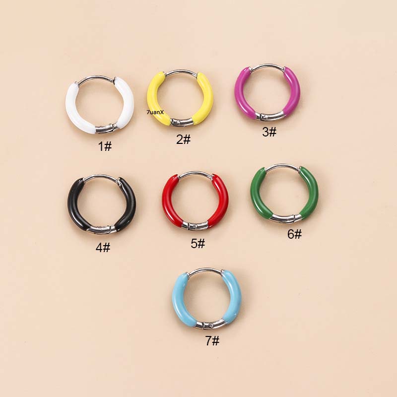 1pc Anting Hoop Tunggal Bahan Stainless Steel Ukuran 10mm Untuk Unisex