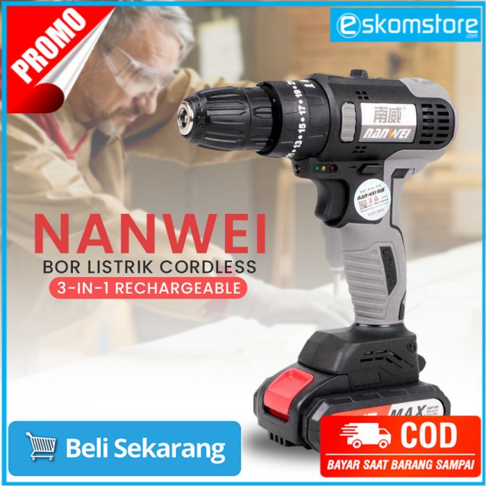 Bor Listrik Cordless 3-In-1 Lithium Battery 48VF 2aH - NWAJ31