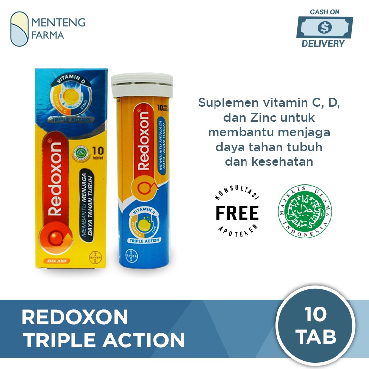 Redoxon Triple Action Effervescent 10 Tablet - Suplemen Imunitas Tubuh