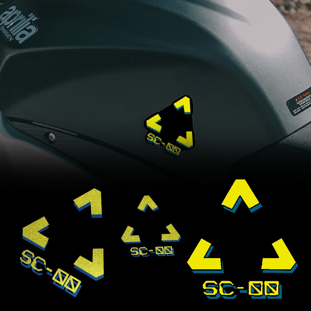 Cyberpunk 2077 Mobil Sepeda Motor Skuter Sepeda Stiker Reflektif Peringatan Tanda Seru Gaya Cyberpunk Decal Untuk Honda