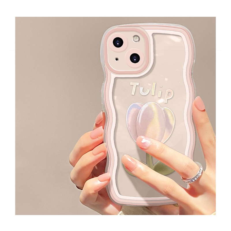 Soft Case Silikon Transparan Motif Bunga Tulip 3D Untuk iPhone 14 13 12 11 Pro Max X Xr Xs Max 8 7 6 6s Plus