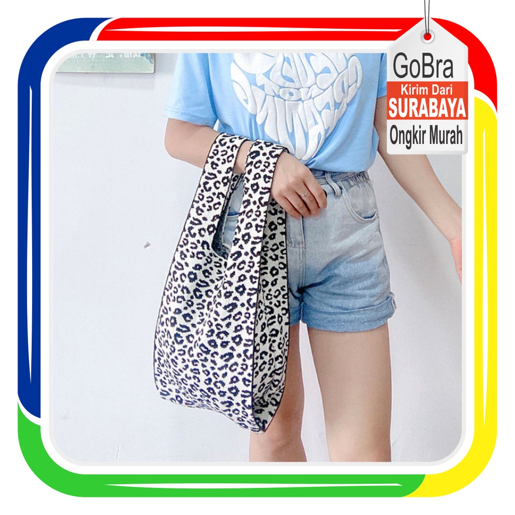 Gobra ♕ TW006 Tas Bene Korean Knitted Checkered Tote Bag Tas Rajut Motif Bulat Bulat Kecil Totebag Buffollow Vacay Viral Bangkok Import