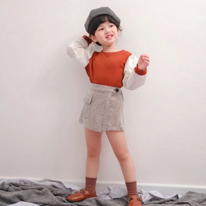 Atasan Anak Blouse Candy Alesha Longsleeve 2-5 tahun / Atasan Blouse Ballon Lengan Panjang Rib Knit Anak Perempuan 2-5 Tahun