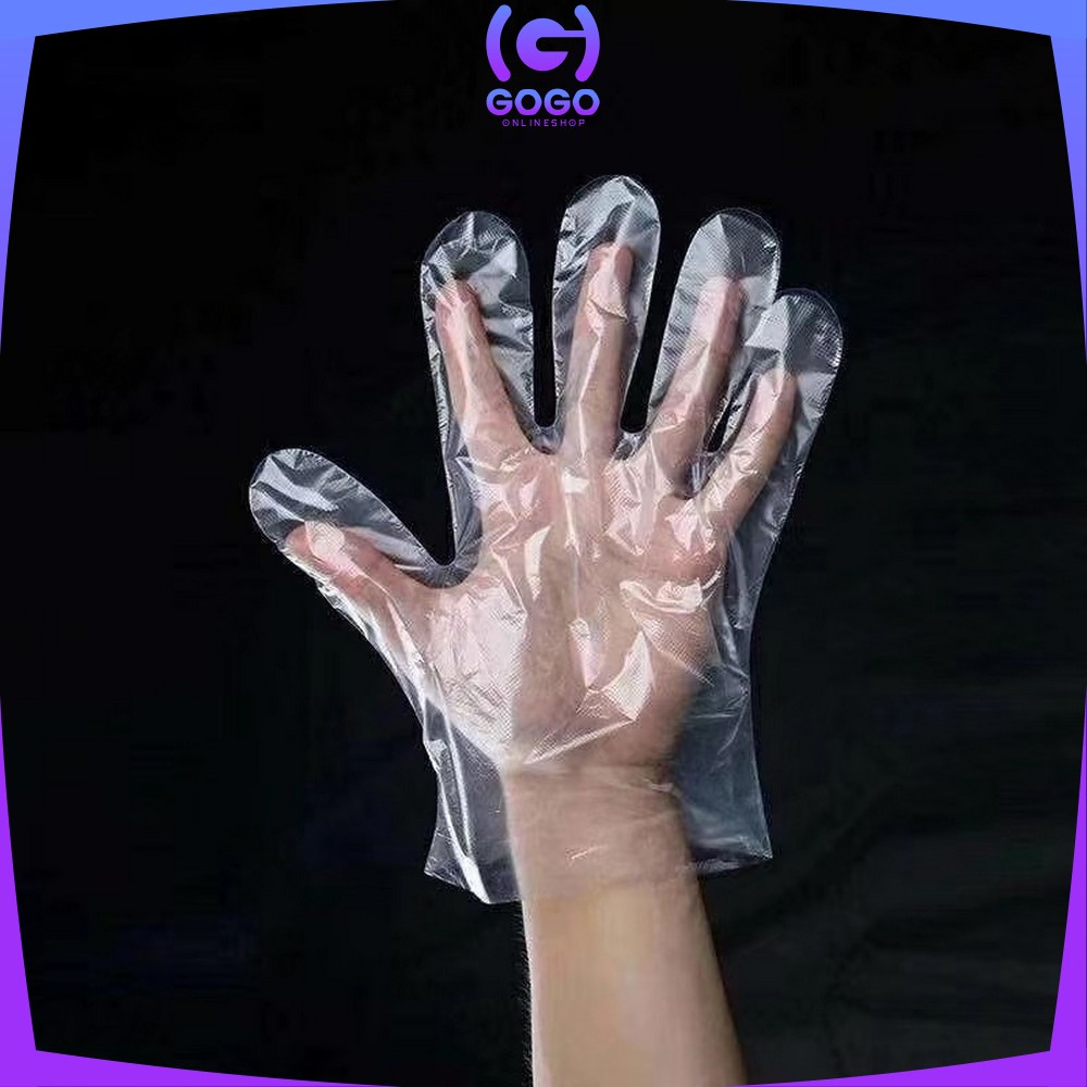 GOGO-C127 Sarung Tangan Plastik 100PCS (50PSG) Steril Sekali Pakai Hand Glove Dapur Transparan