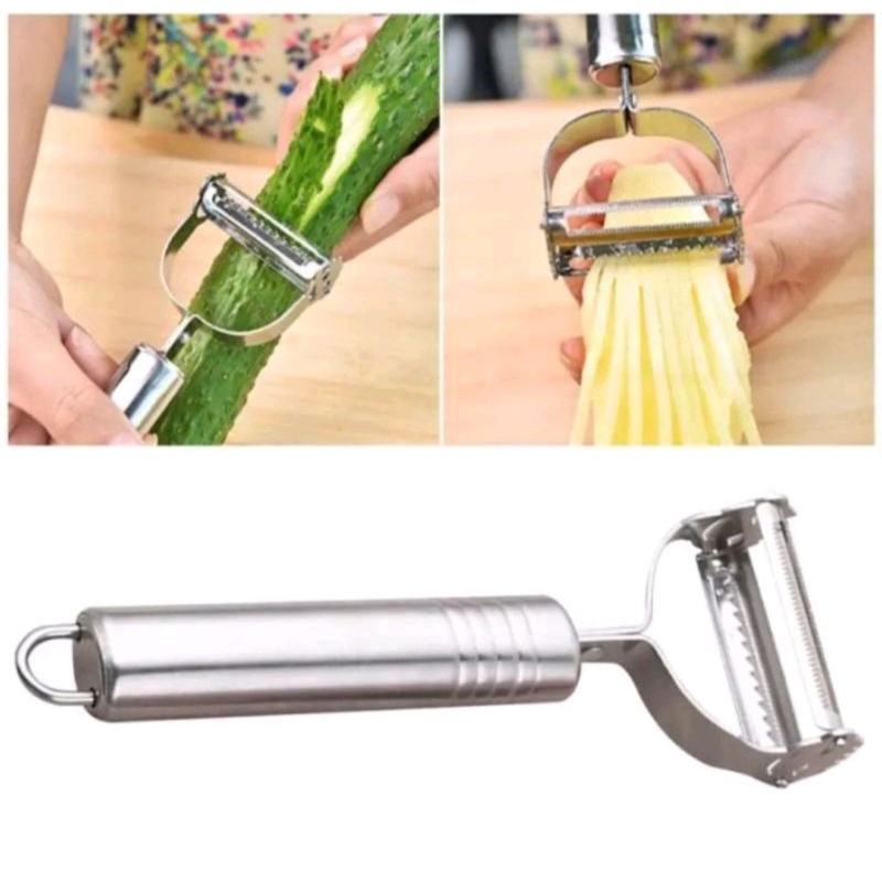 PISAU 2IN1KUPAS DAN PARUT BUAH SAYUR PEELER STAINLESS