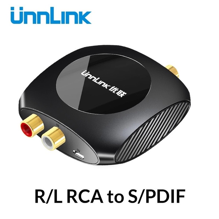 UNNLINK Analog to Digital Audio Converter ADC 96KHz RCA to Optic & Kbl